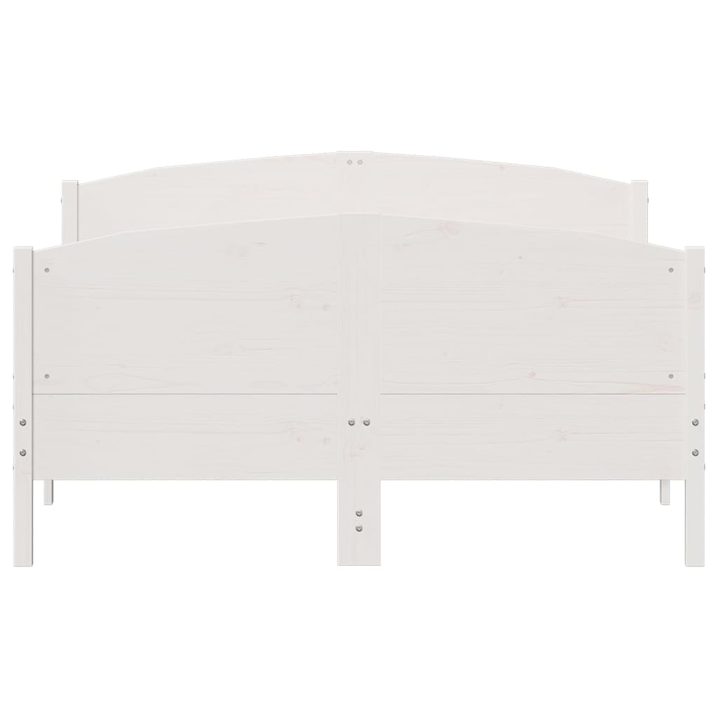 Bedframe met hoofdbord massief grenenhout wit 160x200 cm