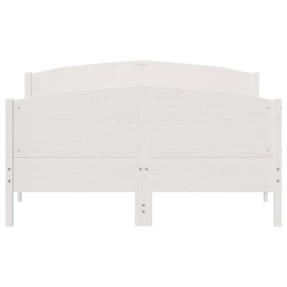 Bedframe met hoofdbord massief grenenhout wit 160x200 cm