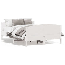 Bedframe met hoofdbord massief grenenhout wit 160x200 cm