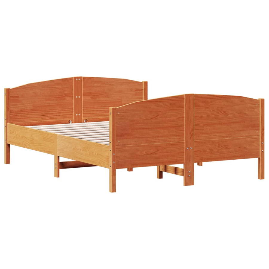 Bedframe met hoofdbord massief grenenhout wasbruin 160x200 cm