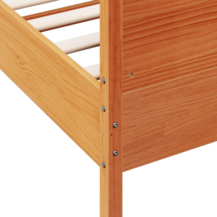 Bedframe met hoofdbord massief grenenhout wasbruin 150x200 cm 150 x 200 cm Bruin