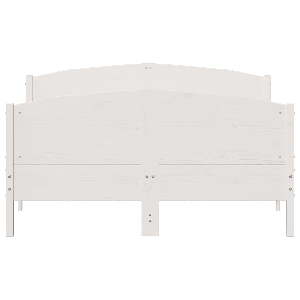 Bedframe met hoofdbord massief grenenhout wit 140x200 cm