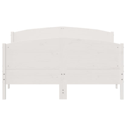 Bedframe met hoofdbord massief grenenhout wit 140x200 cm