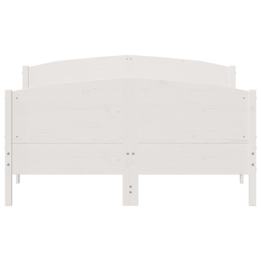 Bedframe met hoofdbord massief grenenhout wit 140x200 cm