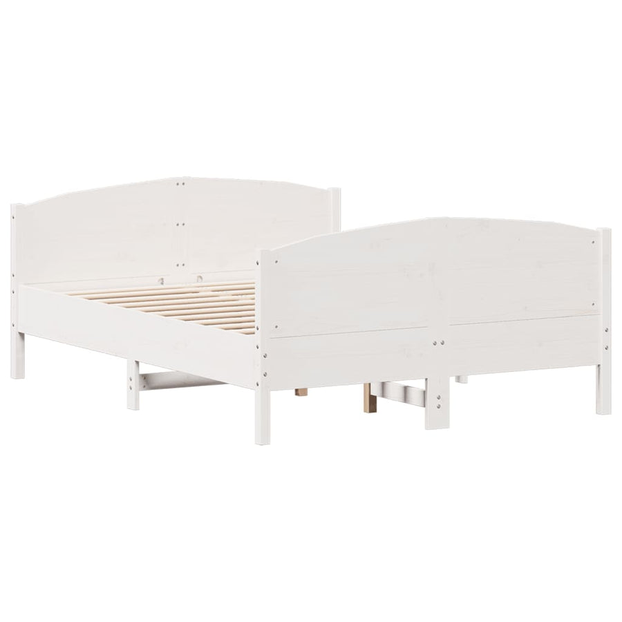Bedframe met hoofdbord massief grenenhout wit 120x200 cm