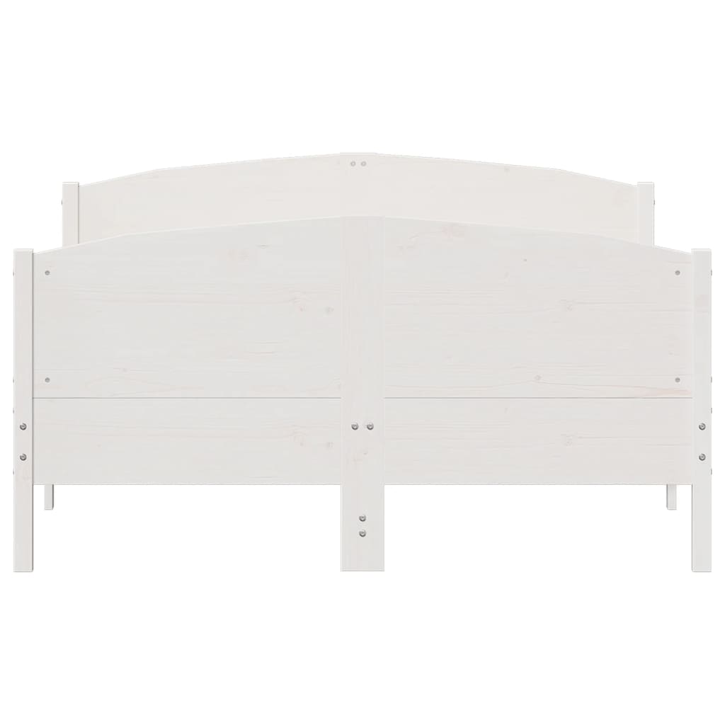 Bedframe met hoofdbord massief grenenhout wit 120x200 cm