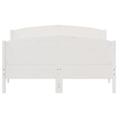 Bedframe met hoofdbord massief grenenhout wit 120x200 cm