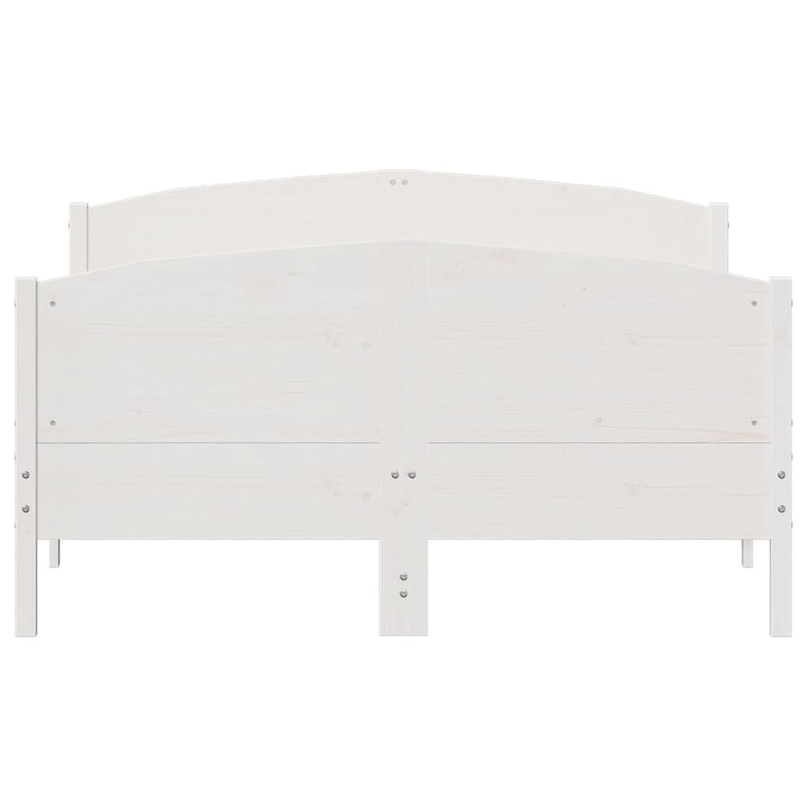 Bedframe met hoofdbord massief grenenhout wit 120x200 cm