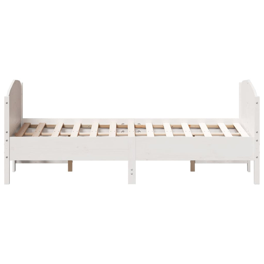Bedframe met hoofdbord massief grenenhout wit 120x200 cm