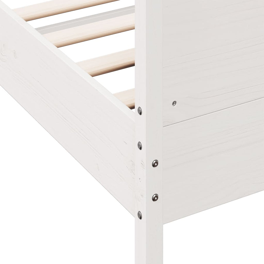 Bedframe met hoofdbord massief grenenhout wit 120x200 cm