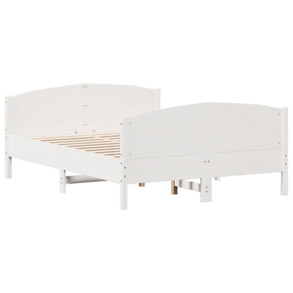 Bedframe met hoofdbord massief grenenhout wit 140x190 cm