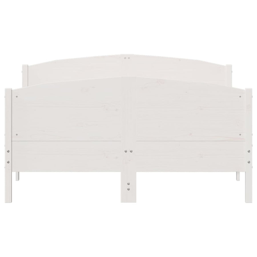 Bedframe met hoofdbord massief grenenhout wit 140x190 cm