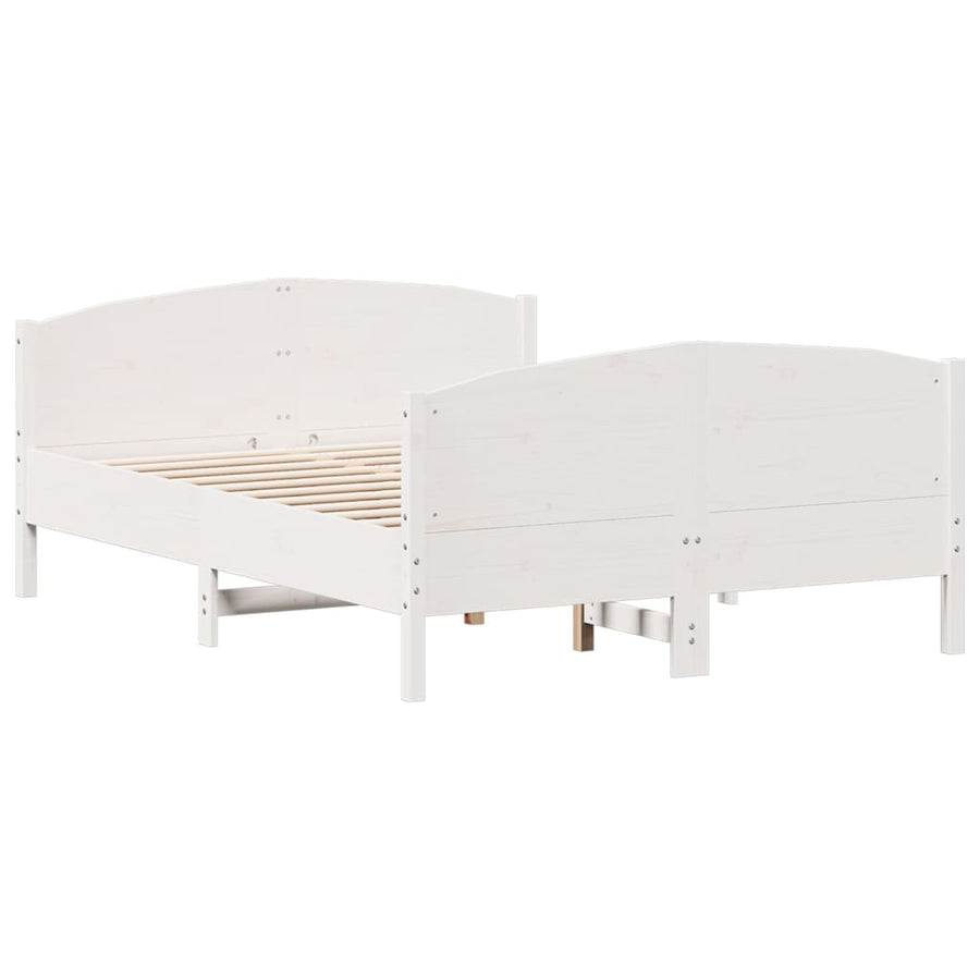 Bedframe met hoofdbord massief grenenhout wit 140x190 cm
