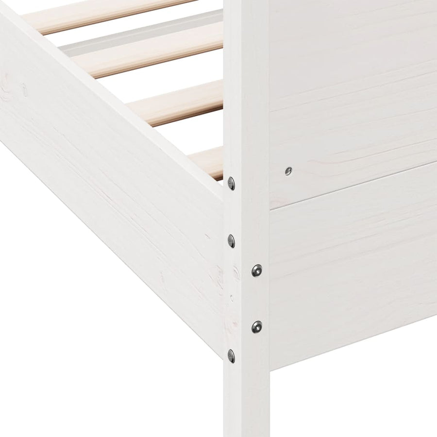 Bedframe met hoofdbord massief grenenhout wit 140x190 cm