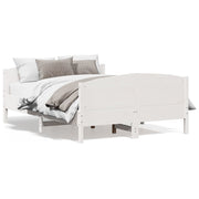 Bedframe massief grenenhout wit 140x190 cm