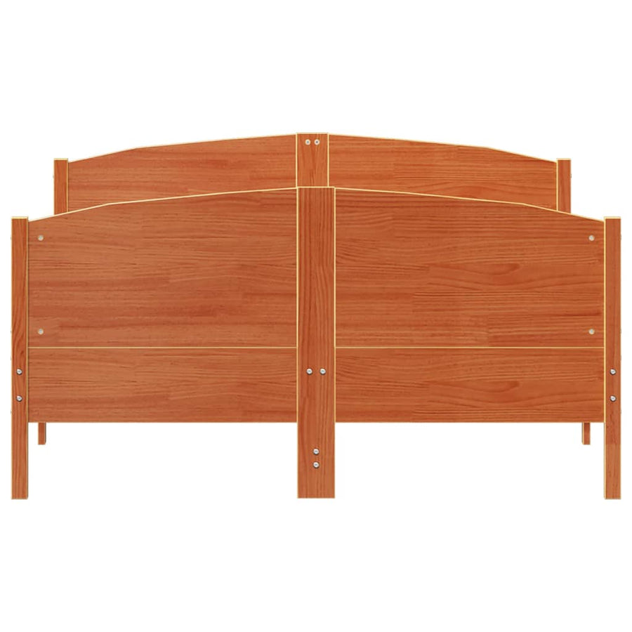 Bedframe met hoofdbord massief grenenhout wasbruin 140x190 cm 140 x 190 cm Bruin