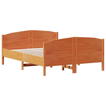 Bedframe met hoofdbord massief grenenhout wasbruin 140x190 cm 140 x 190 cm Bruin
