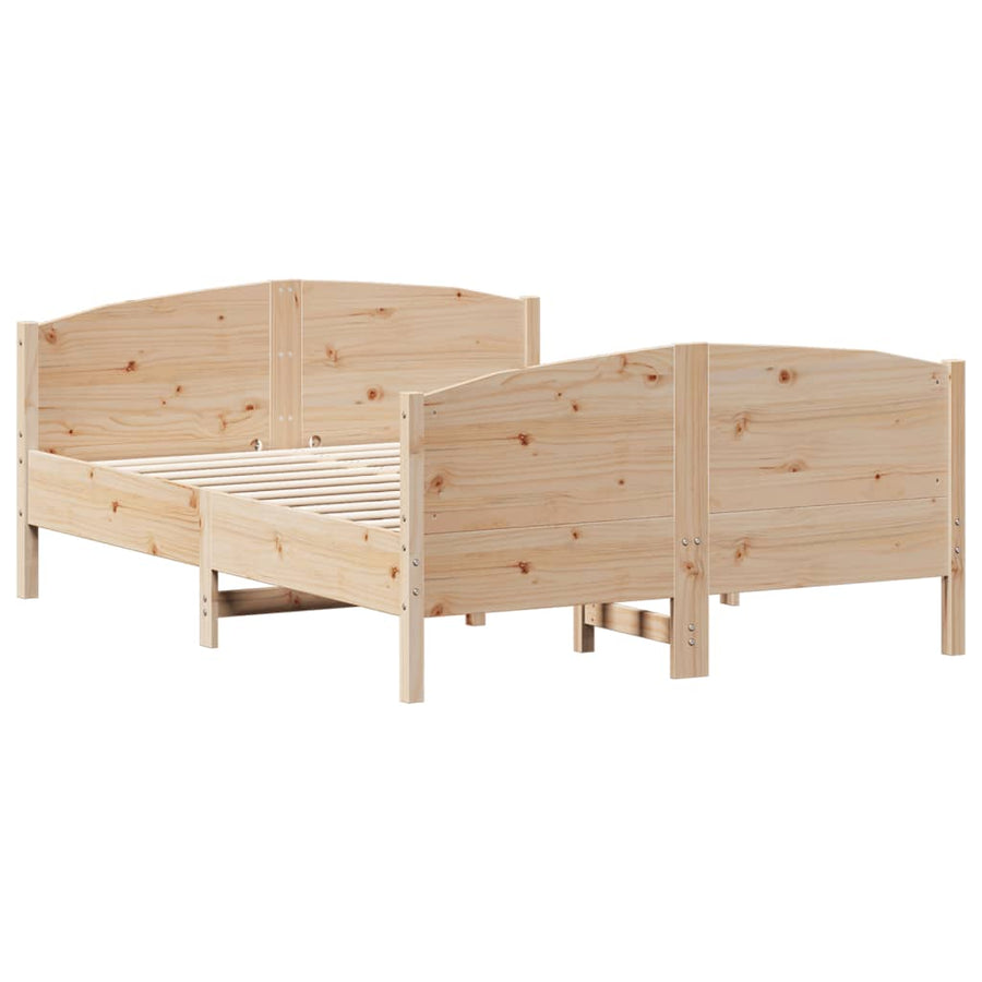 Bedframe met hoofdbord massief grenenhout 135x190 cm 135 x 190 cm Naturel