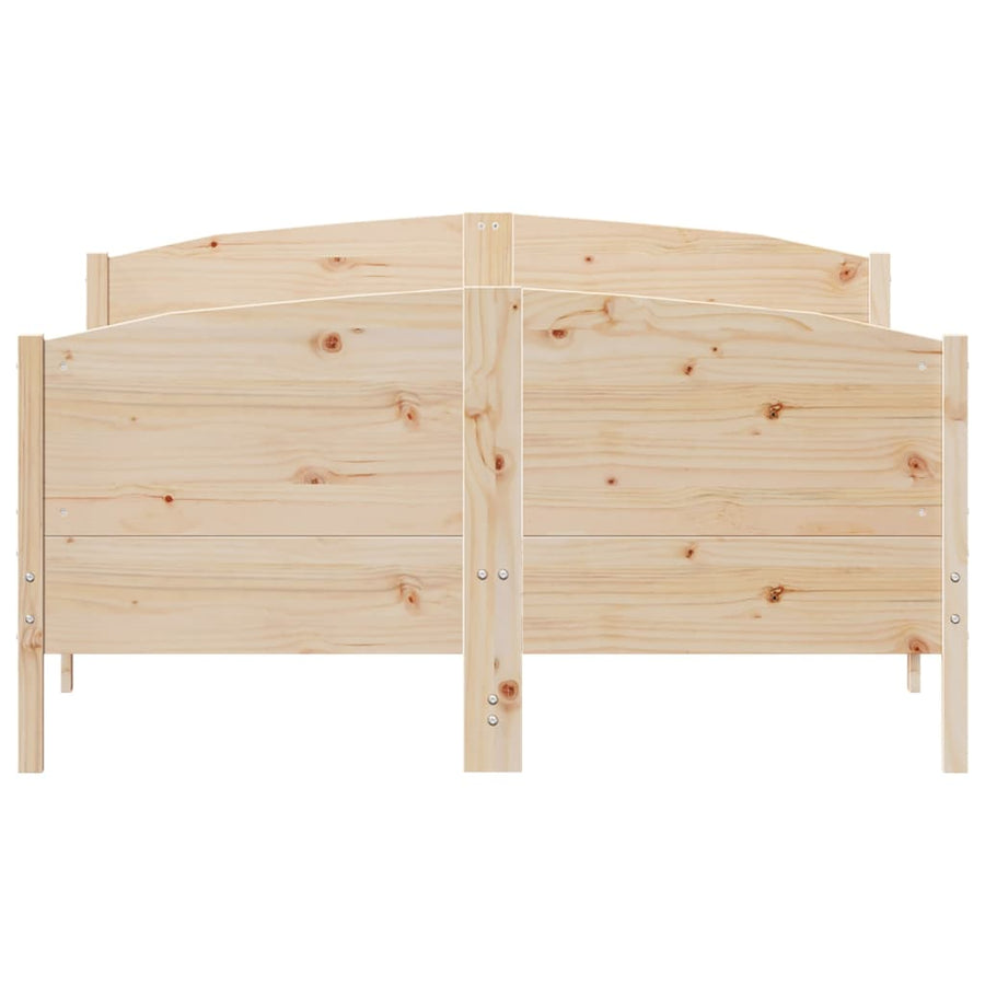 Bedframe met hoofdbord massief grenenhout 135x190 cm 135 x 190 cm Naturel
