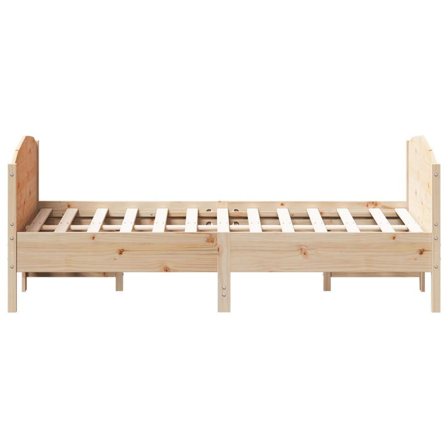 Bedframe met hoofdbord massief grenenhout 135x190 cm 135 x 190 cm Naturel