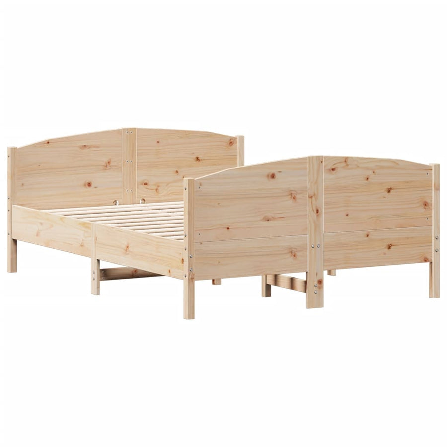 Bedframe met hoofdbord massief grenenhout 135x190 cm 135 x 190 cm Naturel