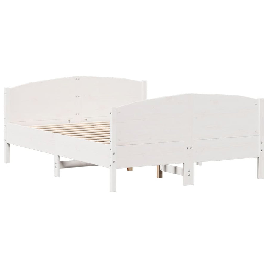 Bedframe met hoofdbord massief grenenhout wit 135x190 cm 135 x 190 cm Wit