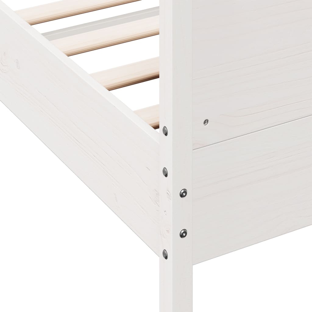Bedframe met hoofdbord massief grenenhout wit 135x190 cm 135 x 190 cm Wit