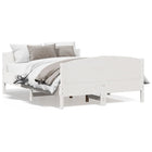 Bed frame without mattress solid pine wood white 135x190 cm