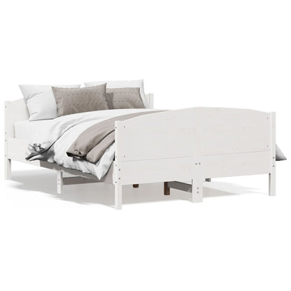 Bedframe met hoofdbord massief grenenhout wit 135x190 cm 135 x 190 cm Wit