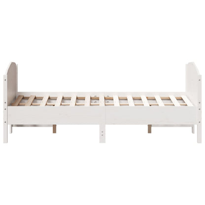 Bedframe met hoofdbord massief grenenhout wit 120x190 cm 120 x 190 cm Wit