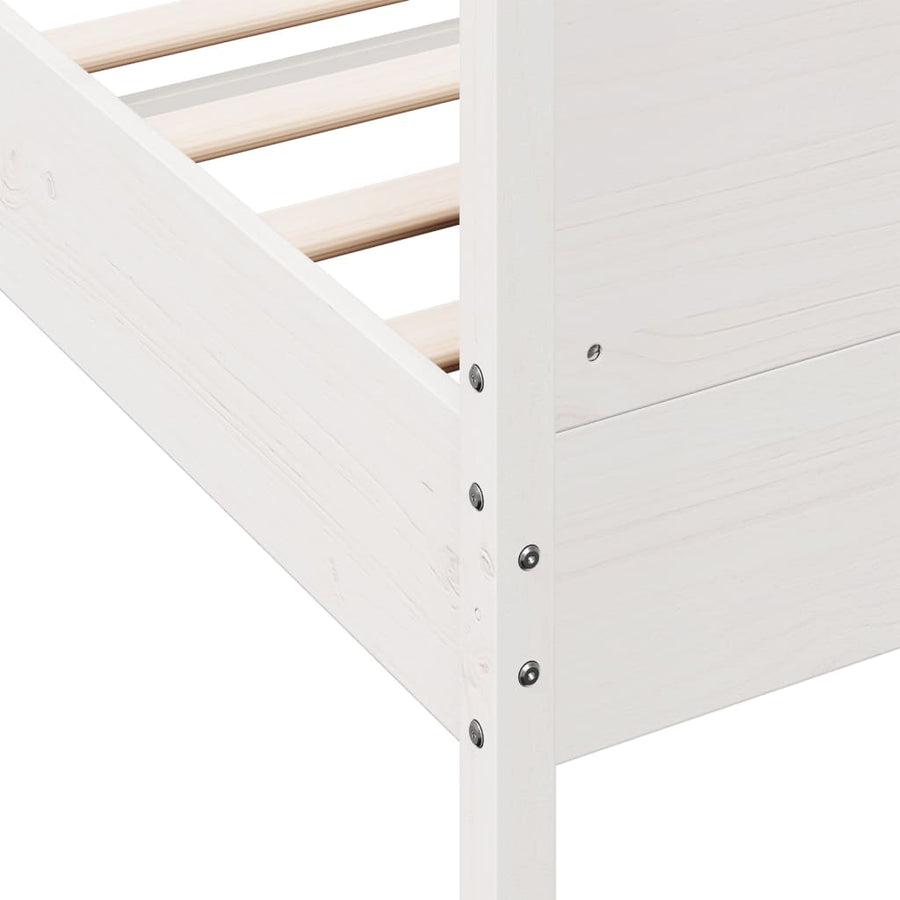 Bedframe met hoofdbord massief grenenhout wit 120x190 cm 120 x 190 cm Wit