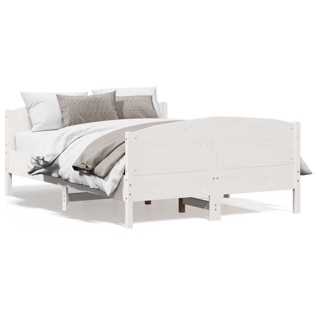 Bedframe met hoofdbord massief grenenhout wit 120x190 cm 120 x 190 cm Wit