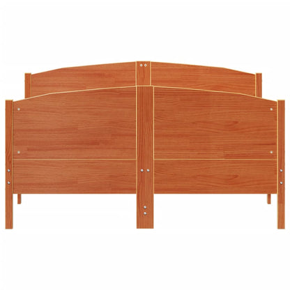 Bedframe met hoofdbord massief grenenhout wasbruin 120x190 cm 120 x 190 cm Bruin