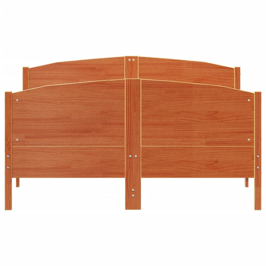 Bedframe met hoofdbord massief grenenhout wasbruin 120x190 cm 120 x 190 cm Bruin