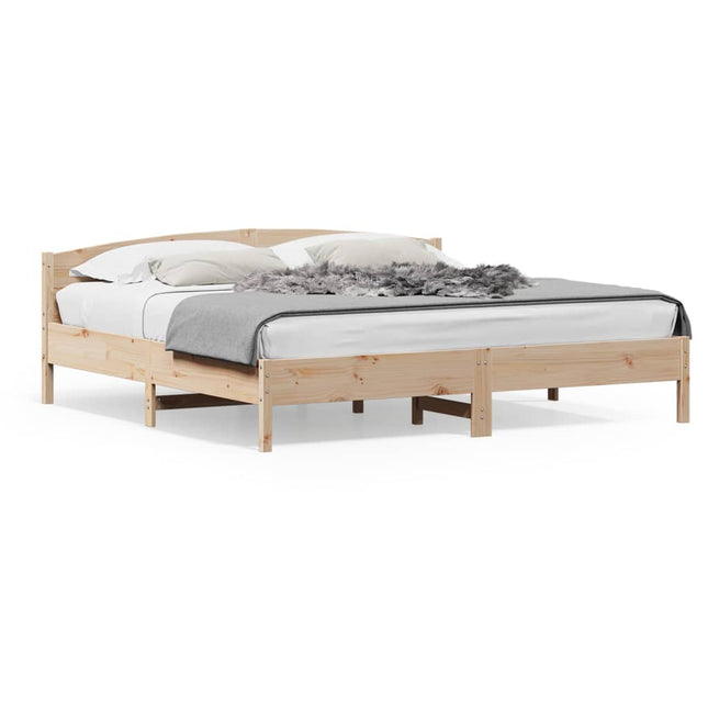 Bedframe met hoofdbord massief grenenhout 200x200 cm