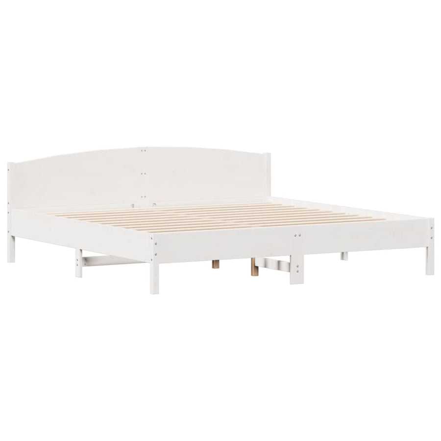 Bedframe met hoofdbord massief grenenhout wit 200x200 cm