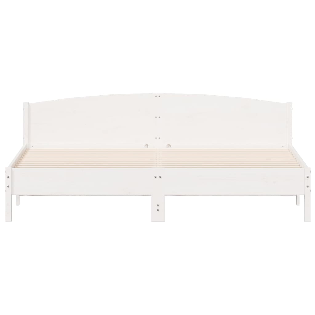 Bedframe met hoofdbord massief grenenhout wit 200x200 cm