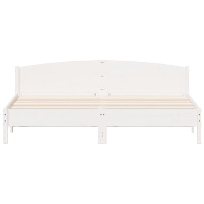 Bedframe met hoofdbord massief grenenhout wit 200x200 cm