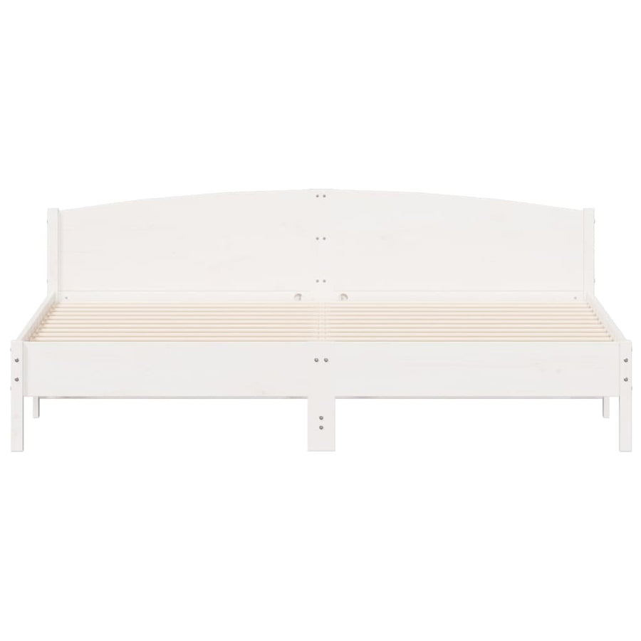 Bedframe met hoofdbord massief grenenhout wit 200x200 cm