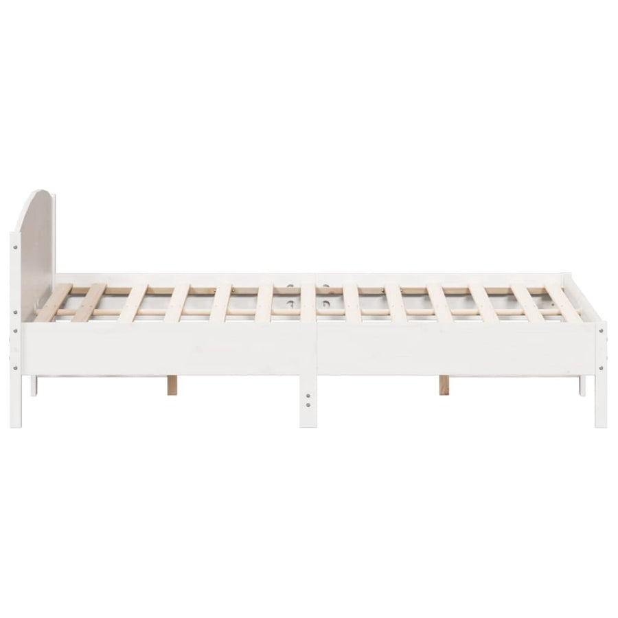 Bedframe met hoofdbord massief grenenhout wit 200x200 cm