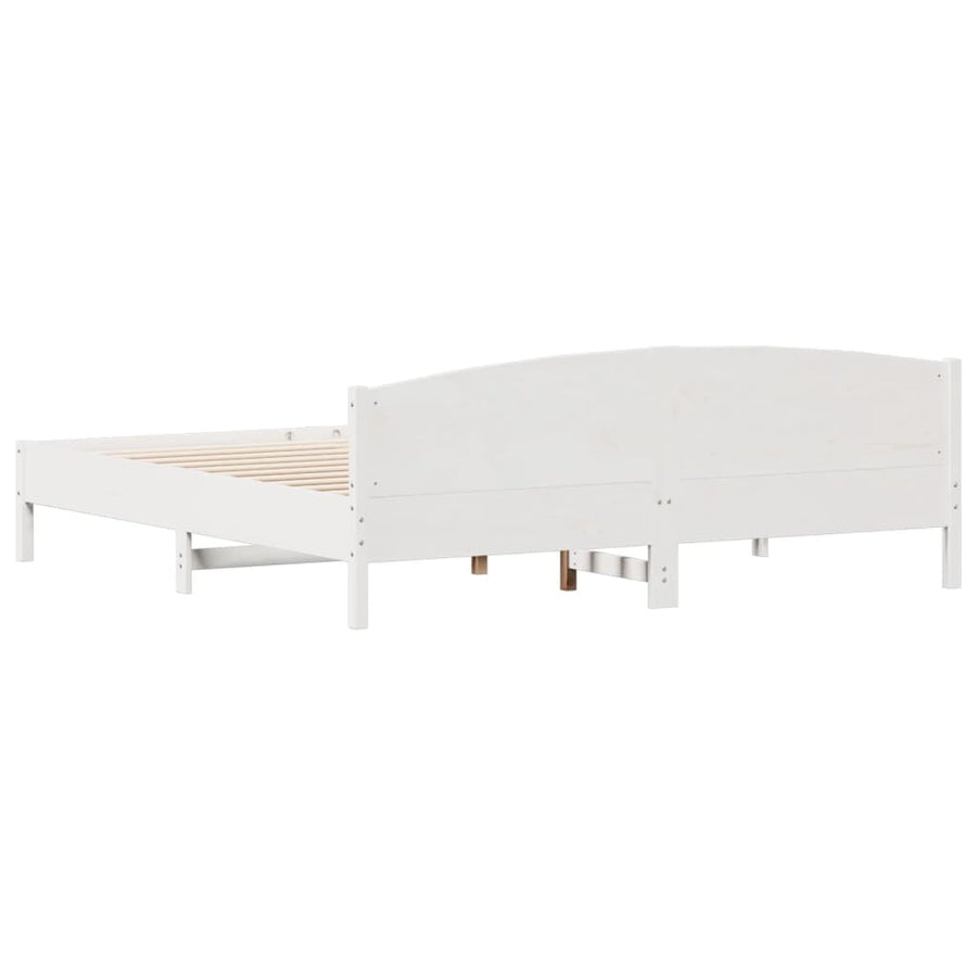 Bedframe met hoofdbord massief grenenhout wit 200x200 cm