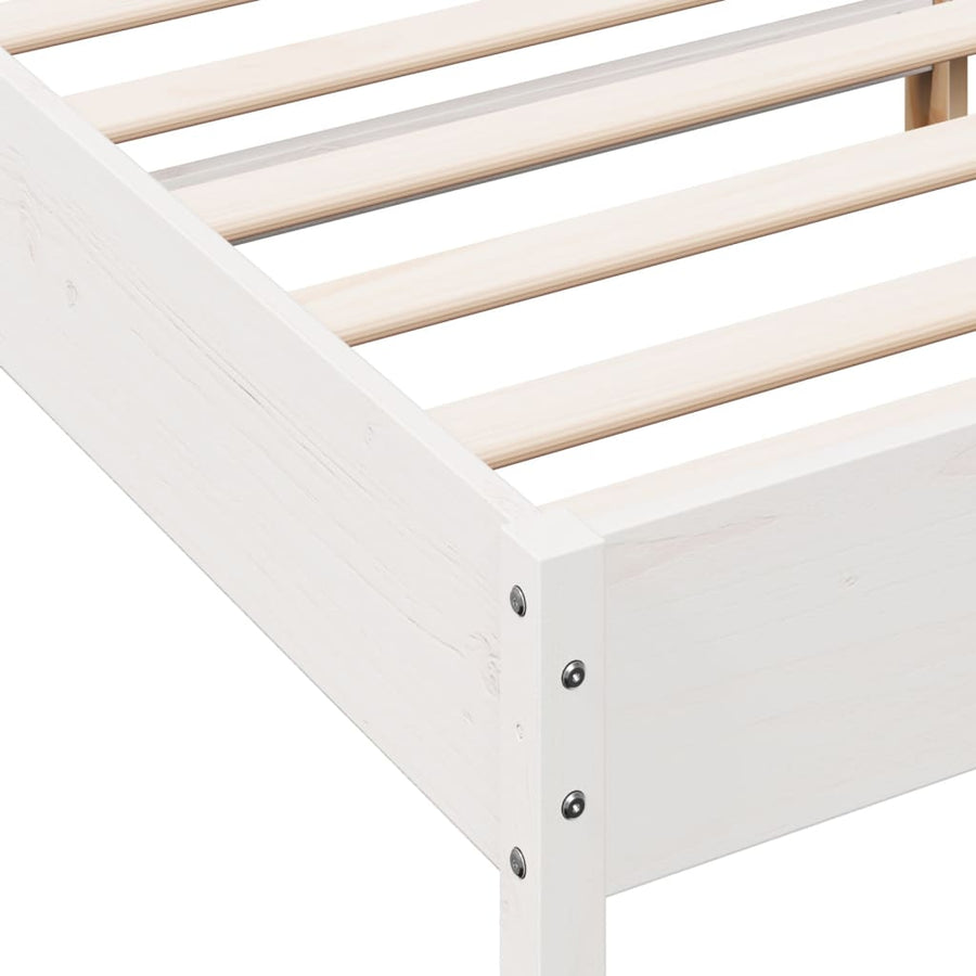 Bedframe met hoofdbord massief grenenhout wit 200x200 cm