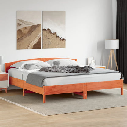 Bedframe Met Hoofdbord Massief Grenenhout Wasbruin 200X200 Cm