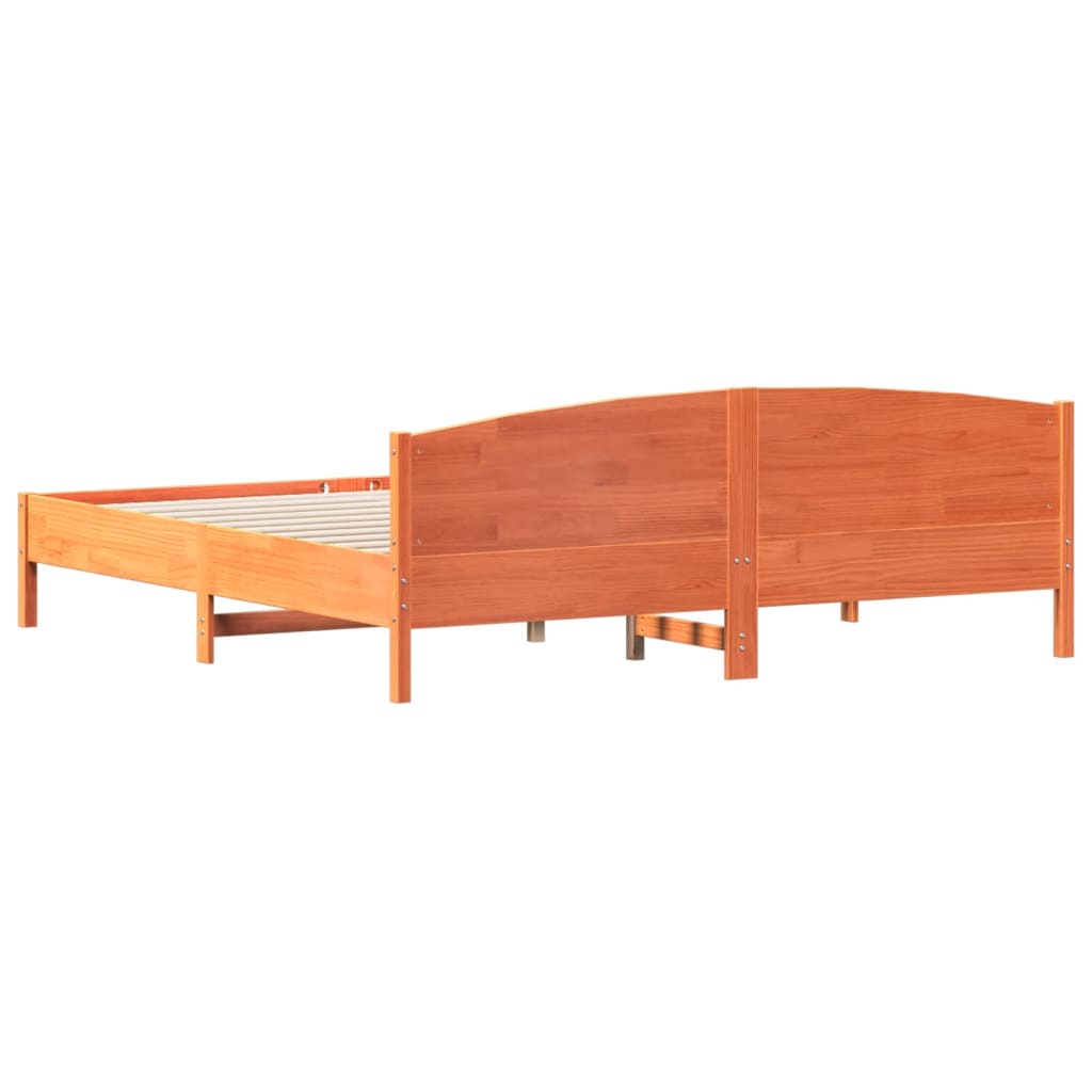 Bedframe Met Hoofdbord Massief Grenenhout Wasbruin 200X200 Cm