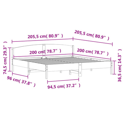 Bedframe Met Hoofdbord Massief Grenenhout Wasbruin 200X200 Cm