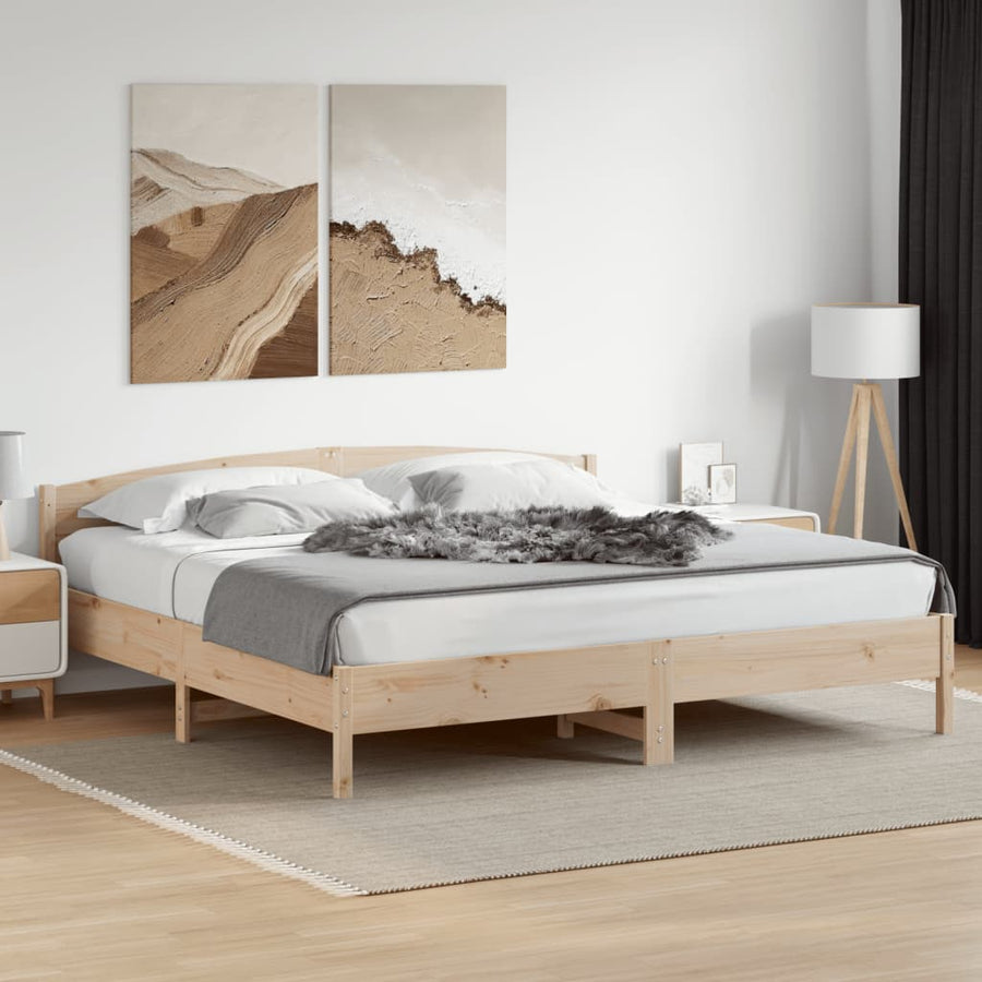 Bedframe met hoofdbord massief grenenhout 180x200 cm