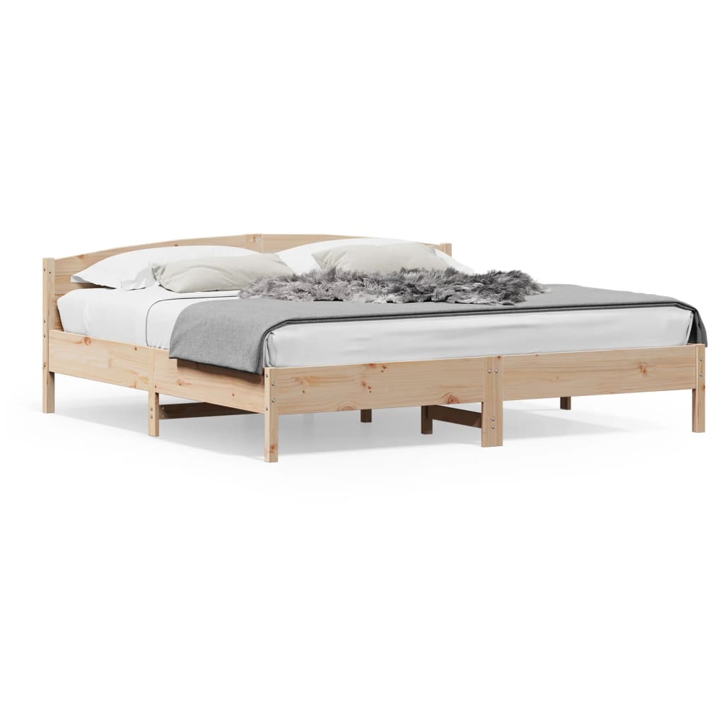 Bedframe met hoofdbord massief grenenhout 180x200 cm