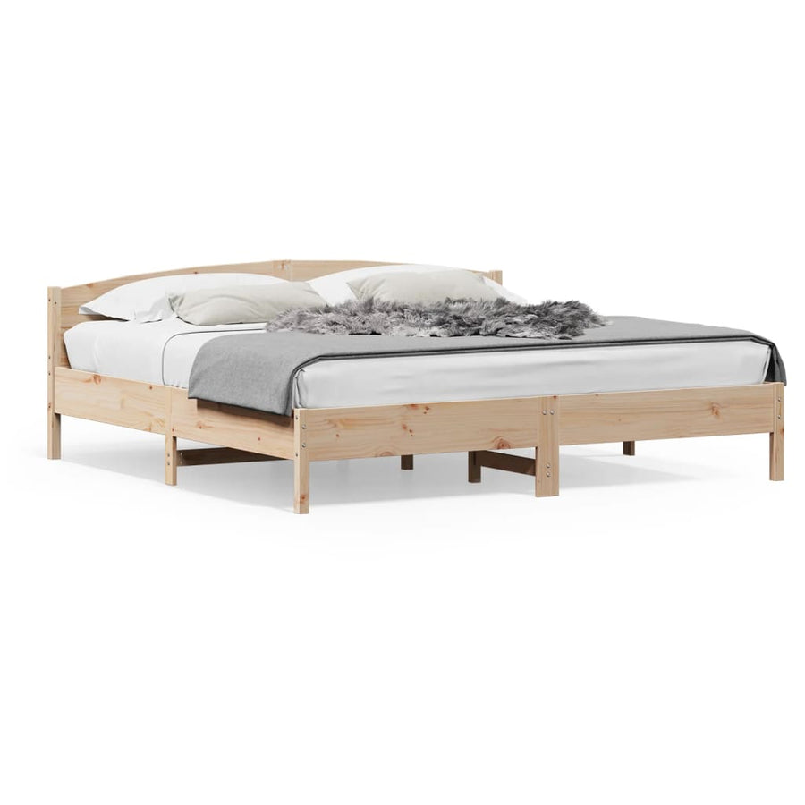 Bedframe met hoofdbord massief grenenhout 180x200 cm