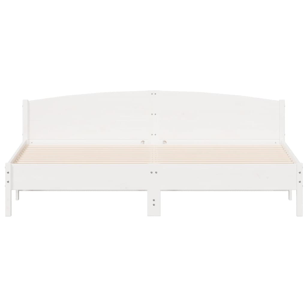 Bedframe met hoofdbord massief grenenhout wit 180x200 cm