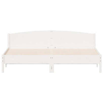 Bedframe met hoofdbord massief grenenhout wit 180x200 cm